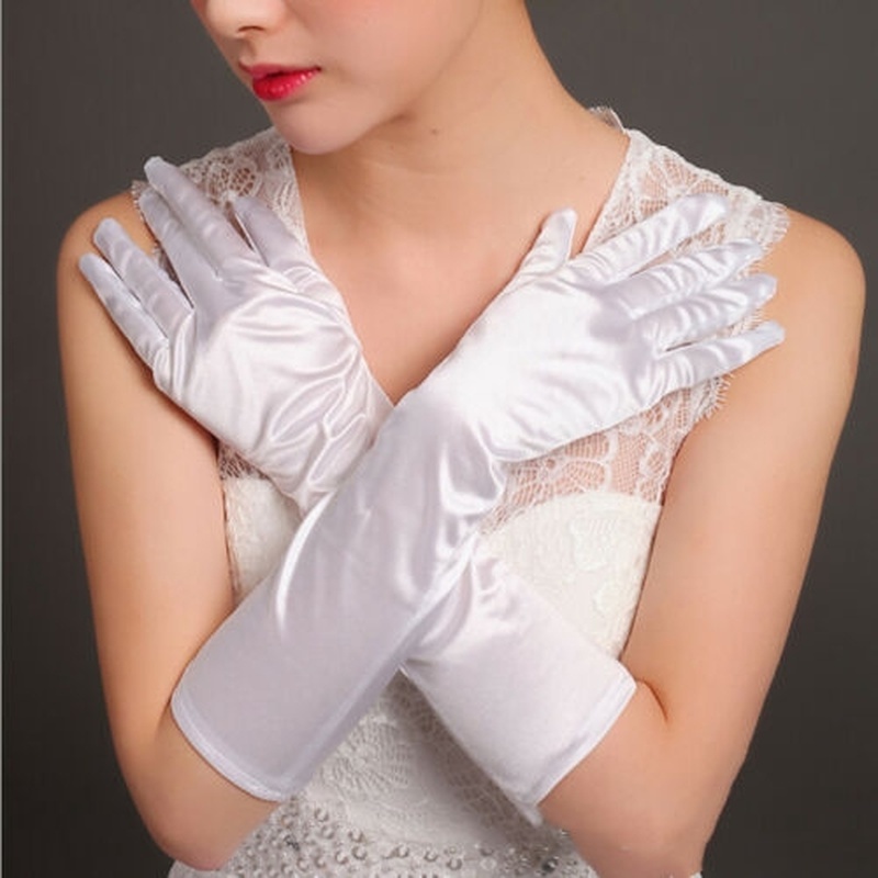 1 Đôi Găng Tay Satin Dài Chống Nắng Cho Nữ Khi Đi Tiệc/Chụ Diễn/Tiệc Tùng Ngoài Trời