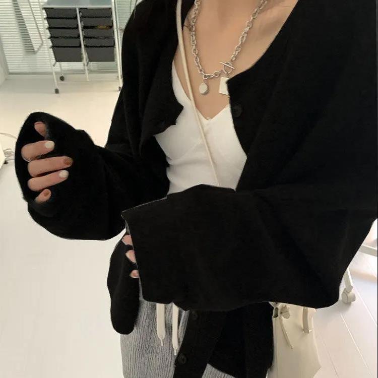 Áo Khoác Cardigan Mỏng Dáng Rộng Màu Trơn Thời Trang Hàn Quốc Trẻ Trung Cho Nữ