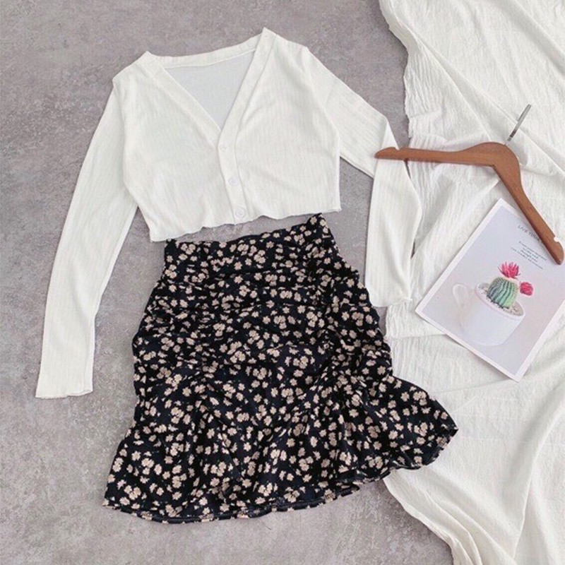 Set đồ nữ croptop thu đông chân váy đuôi cá- Hàng mới chân váy xanh đậm - L009 | BigBuy360 - bigbuy360.vn