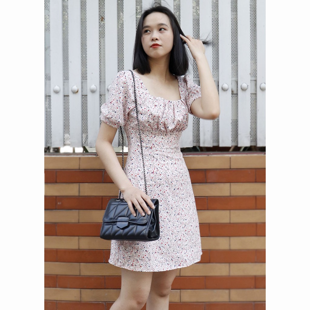 Váy hoa nhí cổ vuông tay phồng dễ thương RD005 | BigBuy360 - bigbuy360.vn