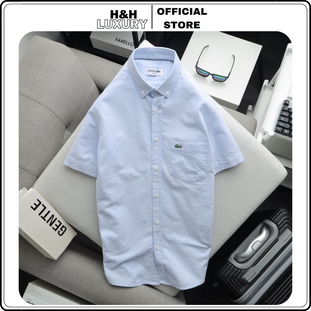 Áo sơ mi nam ngắn tay, áo sơ mi nam màu trơn vải oxford dày dặn, thấm hút mồ hôi vải dư vnxk