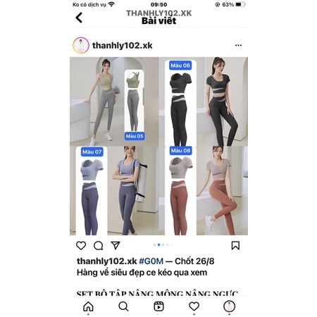 Bộ tập thể thao nữ 10 mẫu lựa chọn( khách note tên ig)