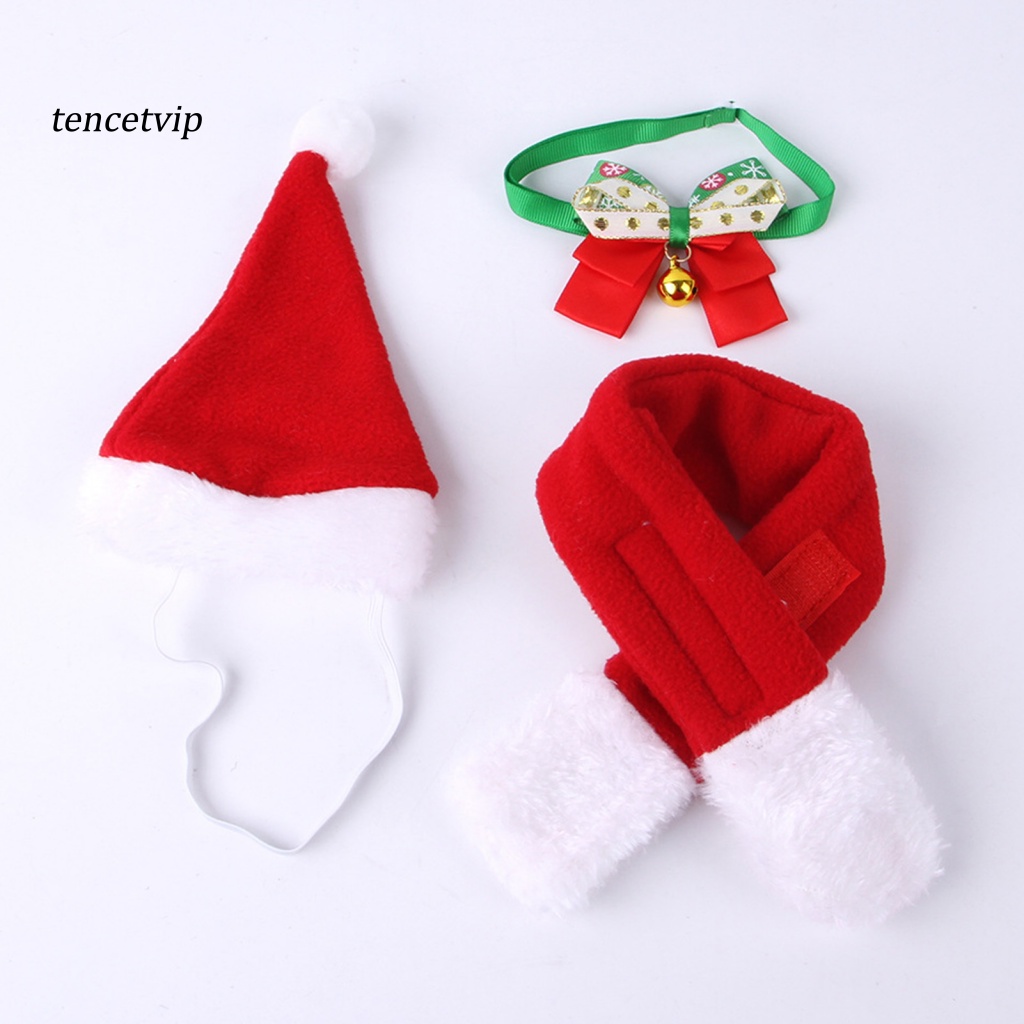 1 Set Mũ Ông Già Noel Kèm Khăn Choàng Cổ Siêu Mềm Cho Thú Cưng