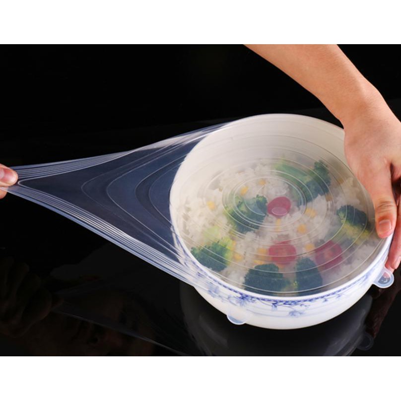 Bộ 6 Màng bọc silicon co giãn - nắp đậy silicon siêu dai, bọc tô chén bát và bảo quản thực phẩm đơn giản [NẮP SILICON] | BigBuy360 - bigbuy360.vn
