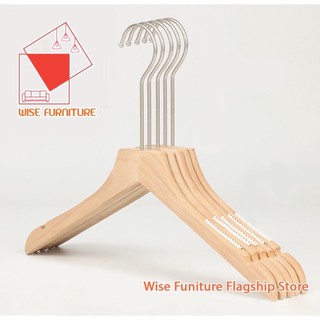 50 móc áo gỗ nam mộc dài tròn 15cm treo quần áo k đệm vai
