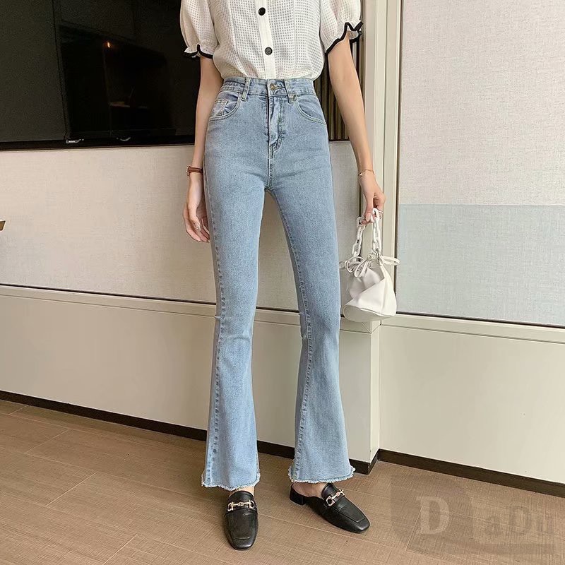 Daduhey Quần Jean Ống Loe Lưng Cao Phong Cách Năng Động Dành Cho Phụ Nữ