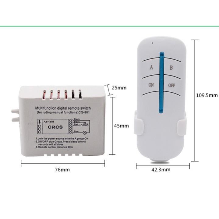 Công tắc điều khiển từ xa 1 cổng 2 mạch điều khiển(1 remote,2 đầu thu)