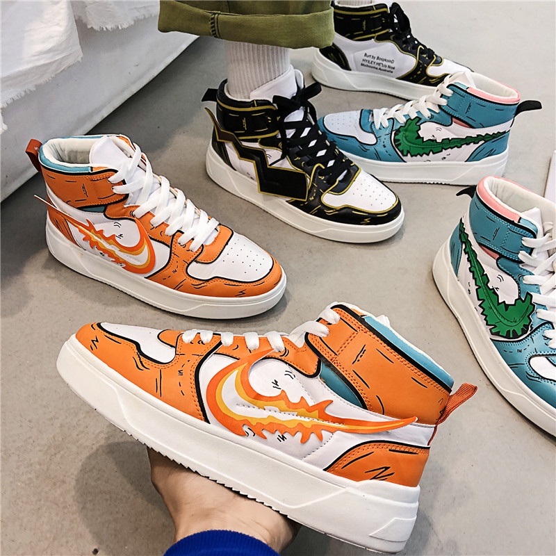 Giày thể thao cổ cao in hình phong cách Pokemon thời trang cho nam size 39-44