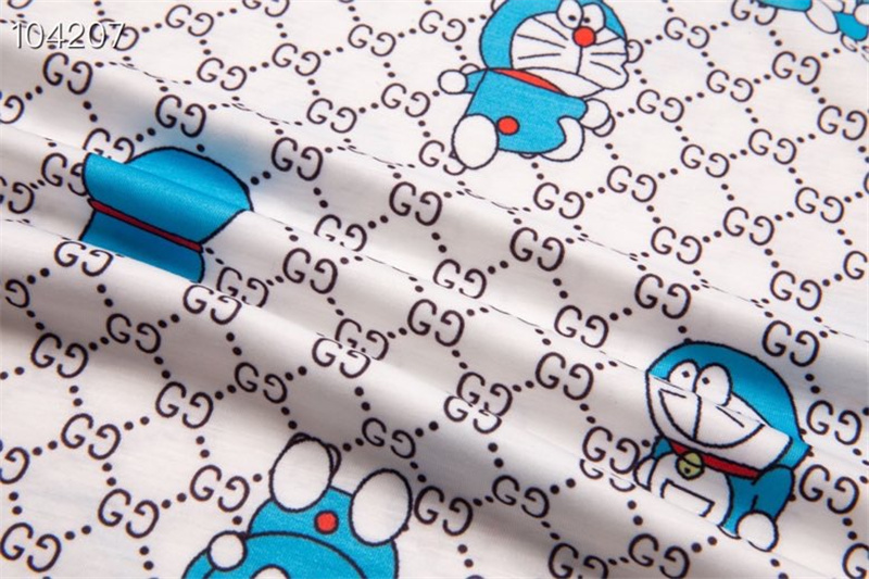 GUCCI full print Doraemon Fashion casual round neck cotton couple short-sleeved T-shirt 2325#