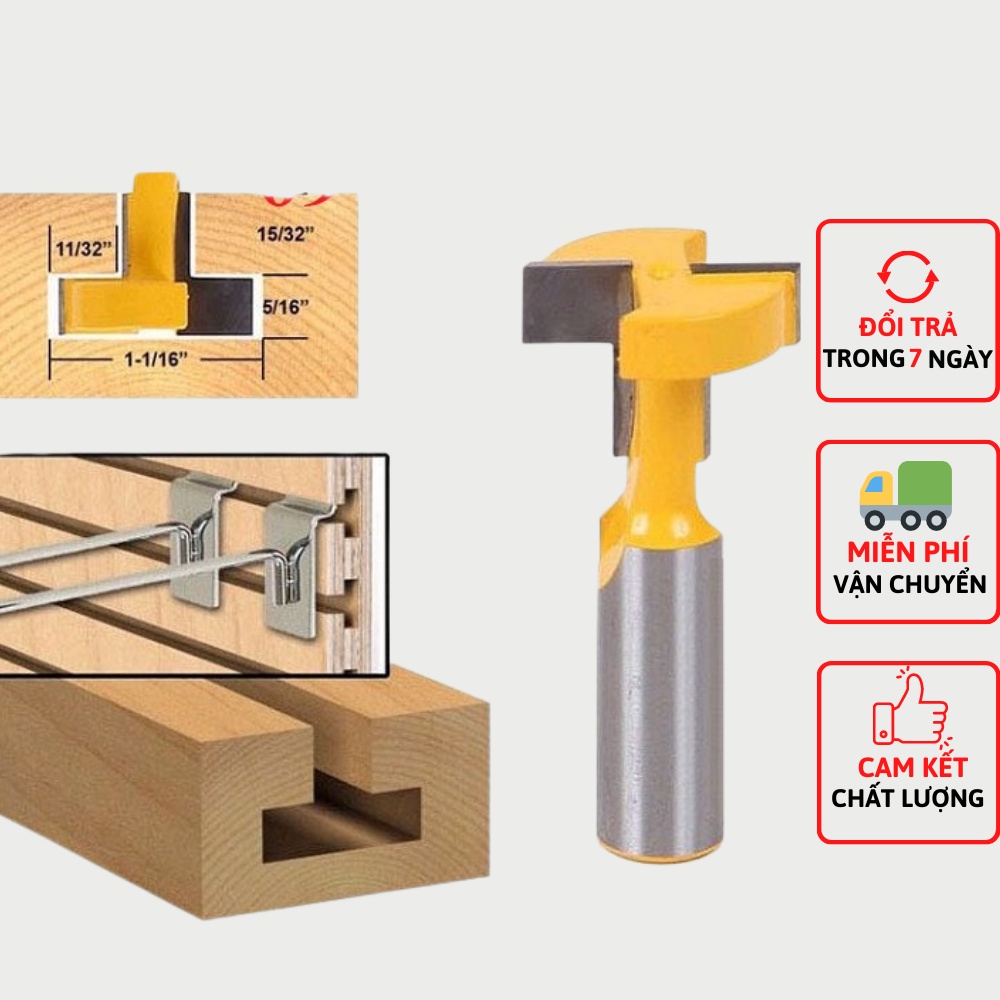 Mũi dao phay gỗ rãnh chữ T cốt 12,7mm