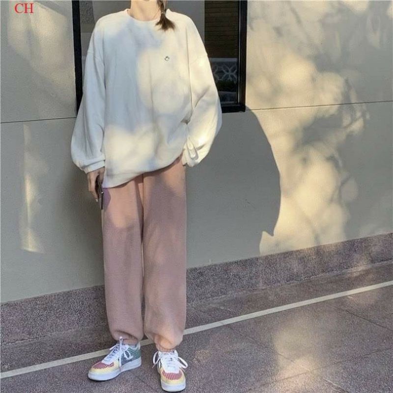 Bộ ngủ nữ Mặt Cười; Áo SWEATER ấm áp, giữ nhiệt tốtbộ thu đông☘️Chất nỉ ngoại☘️2 lớpUnisex mặc nhà nữ