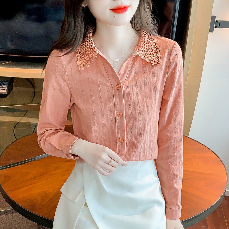 áo croptop áo sơ mi áo sơ mi tay ngắn áo kiểu nữ Áo Sơ Mi Cotton Nguyên Chất Phong Cách Phương Tây Thời Trang Mùa Thu 2022 Cho Nữ