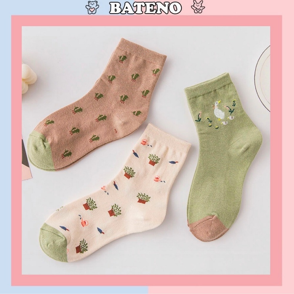 Tất nữ cotton Bateno mùa thu cực đẹp siêu phong cách TN106