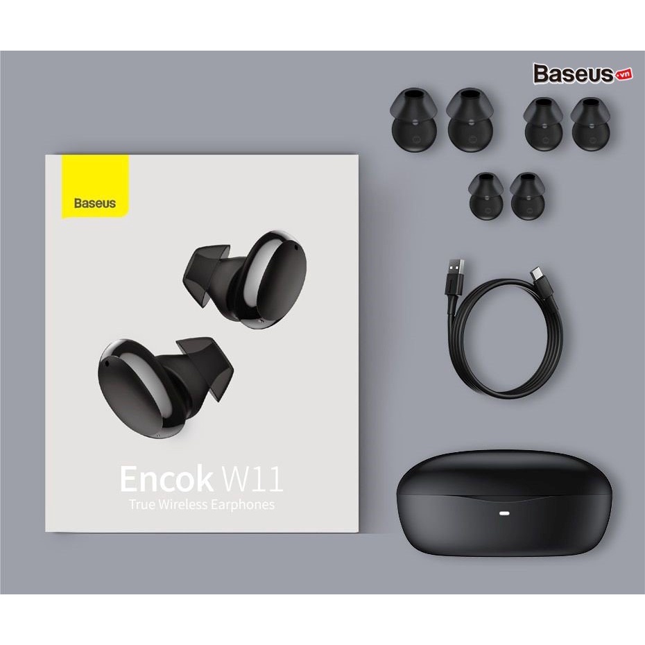 Tai nghe nhét tai không dây Baseus W11 Tai nghe Bluetooth 5.0 ,Âm Thanh Nổi , Sạc không dây