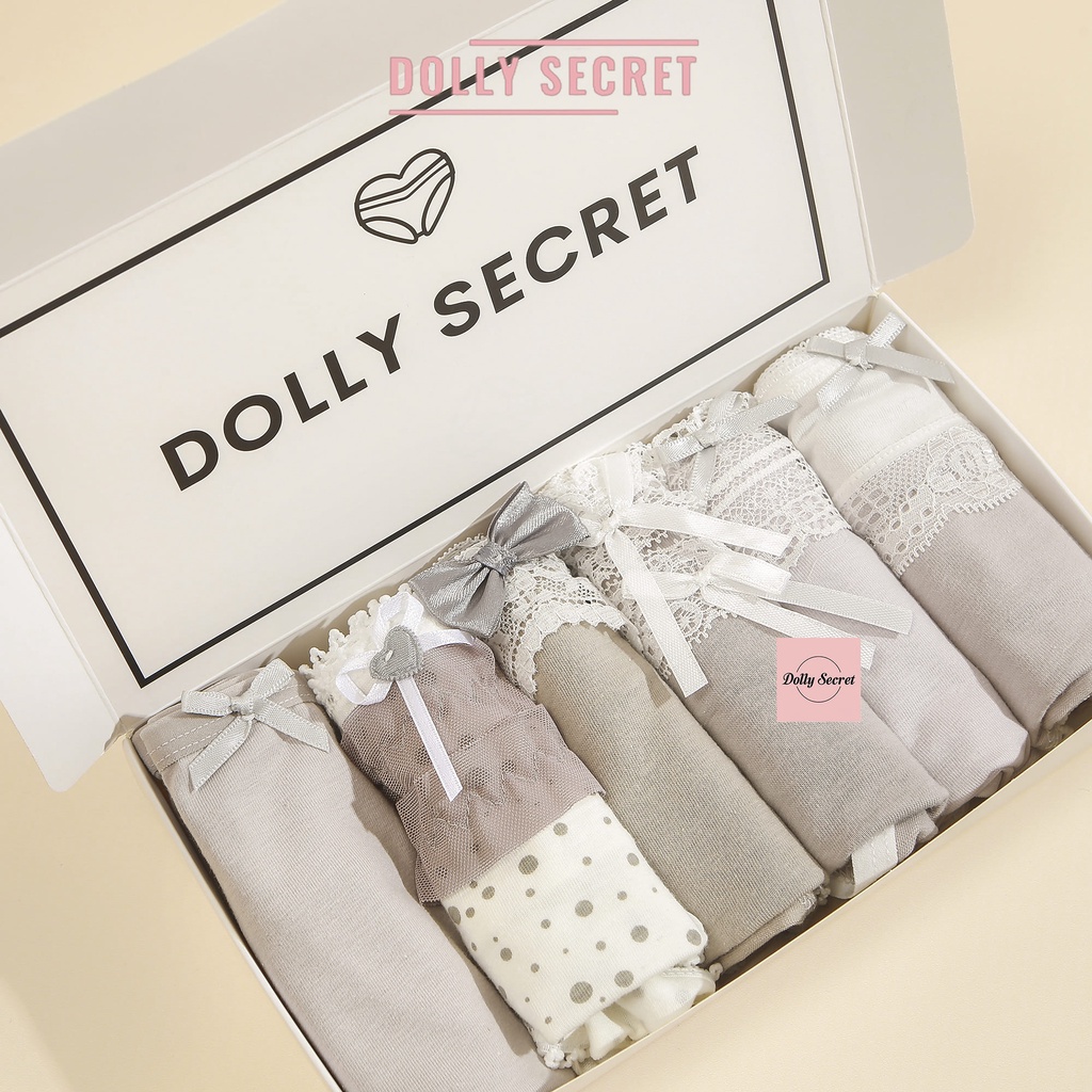 Hộp 6 quần lót nữ có nơ ren cực gợi cảm cao cấp tính năng nâng mông ERA DOLLY SECRET QL031