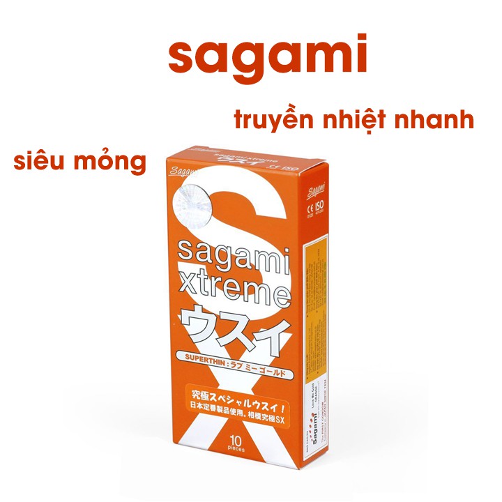 [Combo Siêu Sốc] Bao Cao Su Sagami Orange Extreme (Hộp 10C) – Dòng Bcs Siêu Mỏng Giúp Truyền Nhiệt Nhanh &amp; Chân Thực