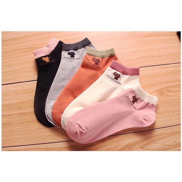 Set 5 Đôi Tất Mèo Chống Hôi Chân Cho Bạn Gái-