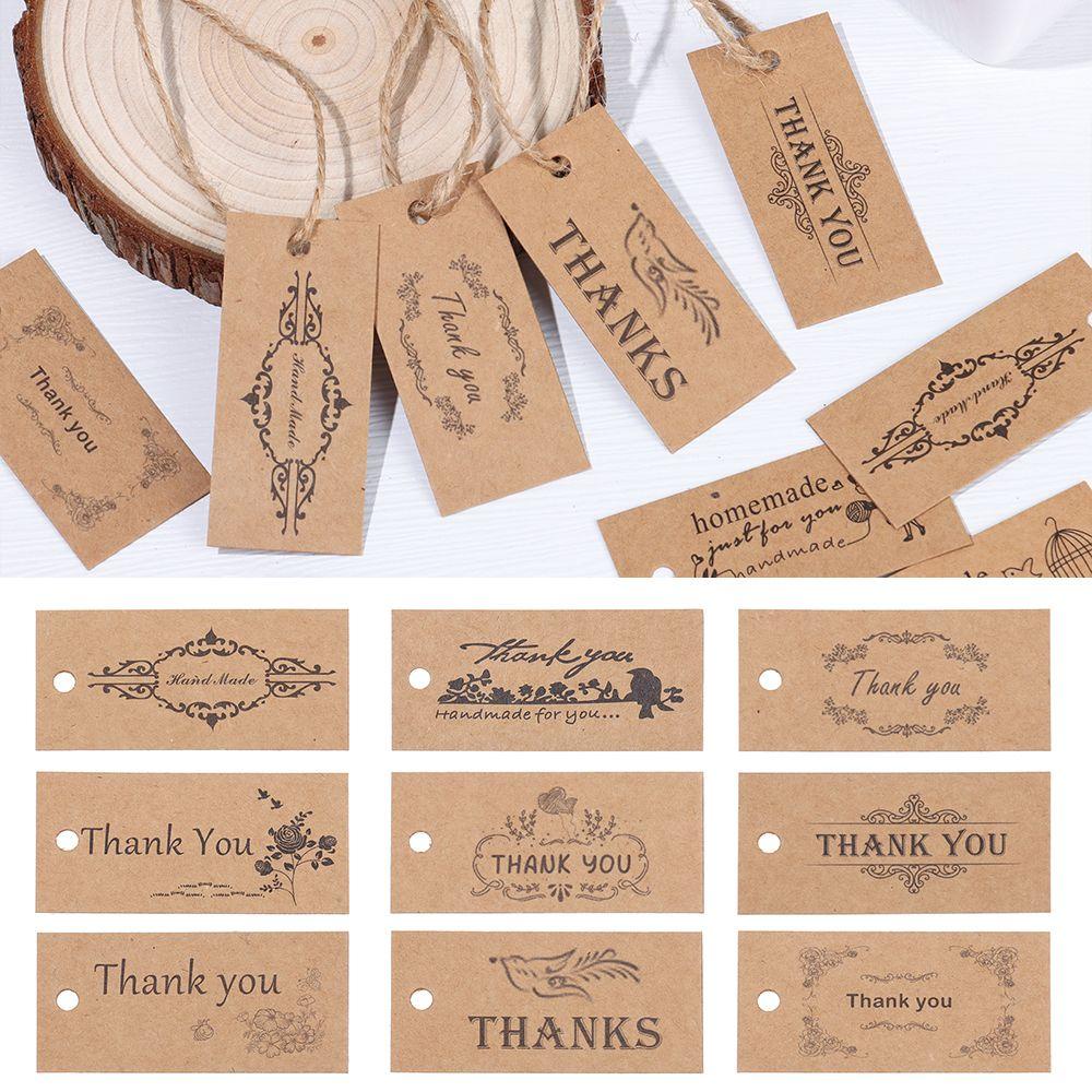 Set 50 Thẻ Giấy 5.8*2.7cm In Chữ Thank You Dùng Để Trang Trí Quà Tặng