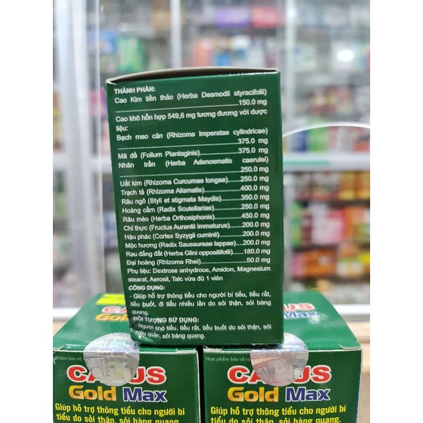 Viên uống sỏi thận CALUS GOLD MAX⚡Nguyên liệu Mỹ⚡Hộp 30 viên giúp hỗ trợ thông tiểu cho người tiểu buốt tiểu nhiều lần