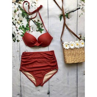 Bikini cạp cao nâng ngực màu đỏ gạch cực độc