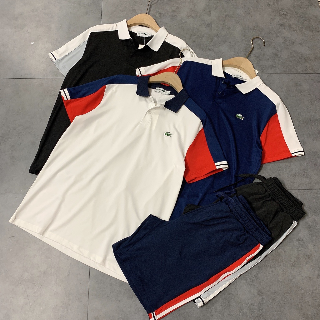 Bộ nam cộc tay Lacos.te 3 màu cổ đức BH60