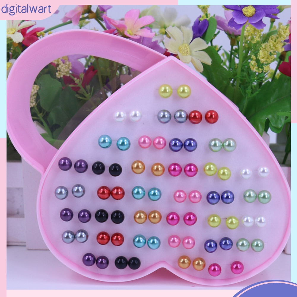 Bộ 36 khuyên tai hạt tròn nhiều màu sắc dễ thương cá tính dành cho nữ