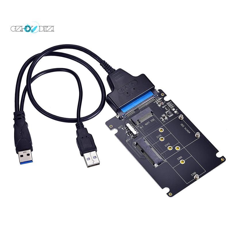 Đầu Đọc Thẻ Chuyển Đổi M.2 Ngff Or Msata Sang Usb Or Sata 3.0 2 Trong 1 Ngff Hoặc Msata Với Cáp 2.5 Inch Sata