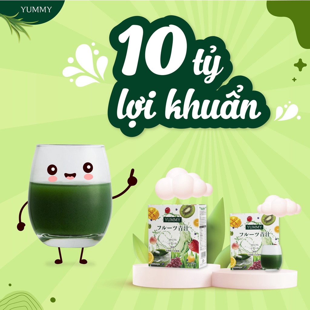 Bột mầm lúa mạch trái cây Nhật Bản Yummy Green cho bé và gia đình giúp tăng sức đề kháng