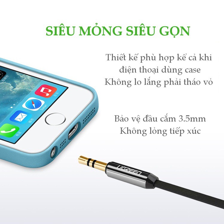 Dây Loa 2 Đầu 3.5mm dài 1.5m - 1 Đầu Vuông Góc 90 độ Màu Đen Ugreen 10598 - Hàng Chính Hãng