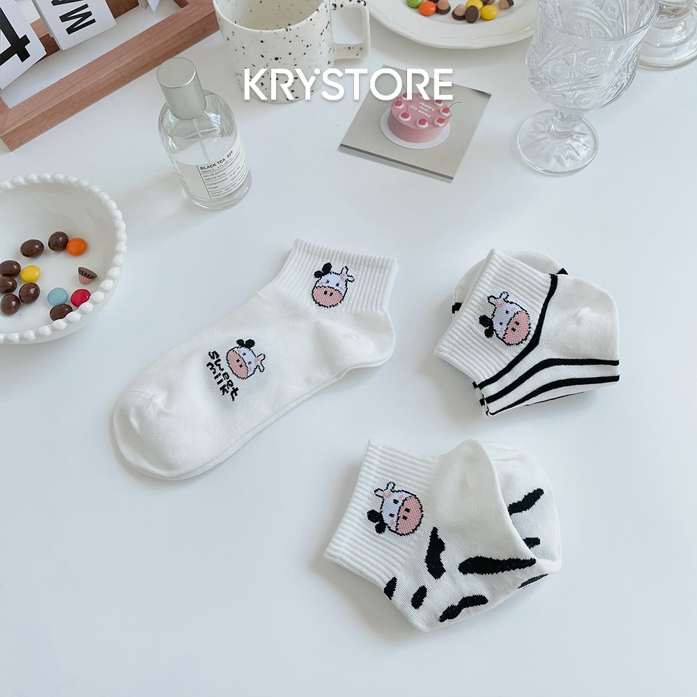 Tất bò sữa ngắn cổ chất đẹp hình cute dễ thương phong cách Hàn Quốc NC19