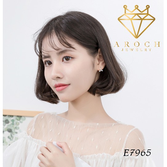 Khuyên tai bạc Ý s925 2 lá E7965 - AROCH Jewelry