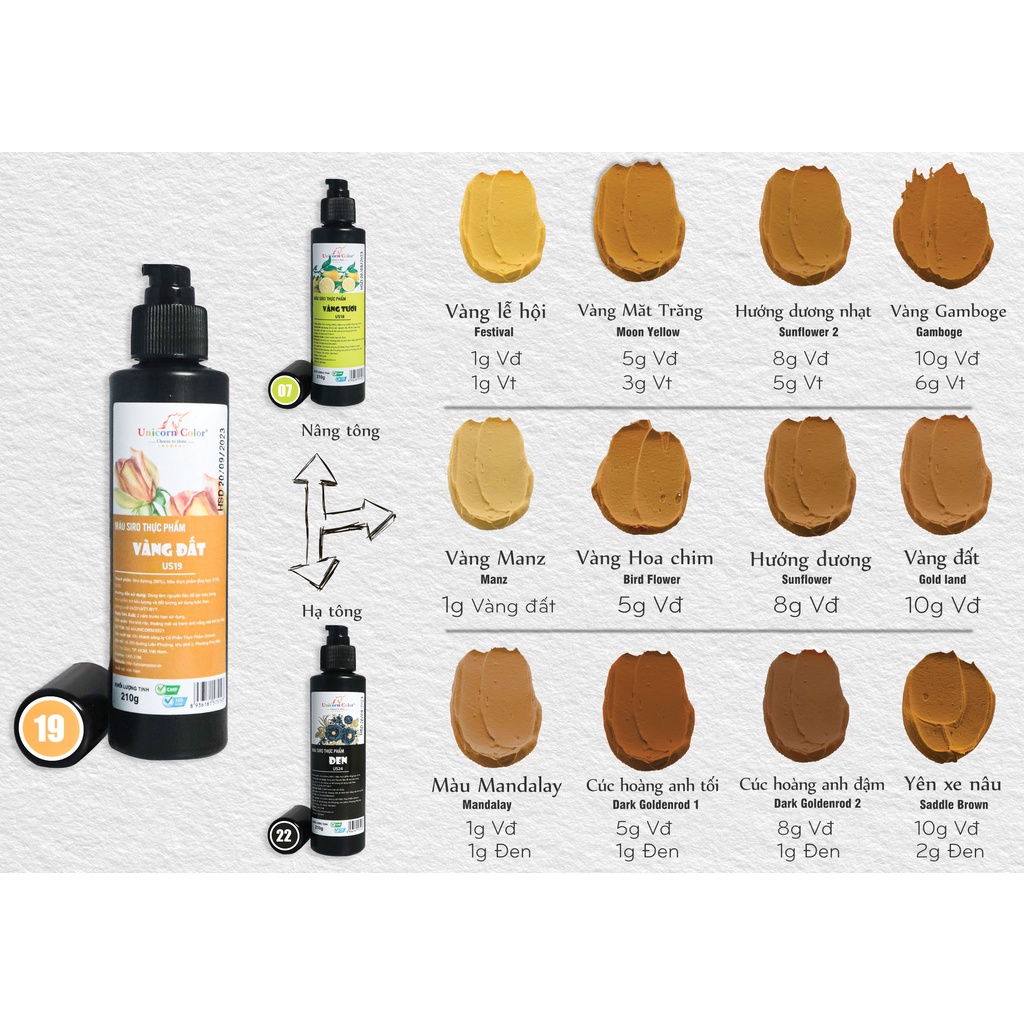 Màu Thực Phẩm Vàng Đất Unicorn Không Đắng 210gr A19