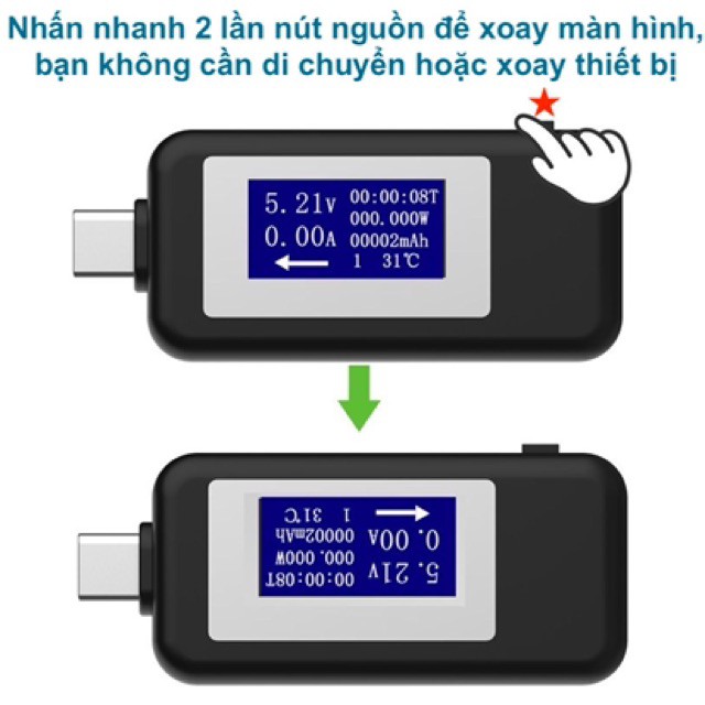 [NEW] USB tester kiểm tra đo dòng điện, điện áp pin sạc cổng type C KEWEISI KWS-1802C