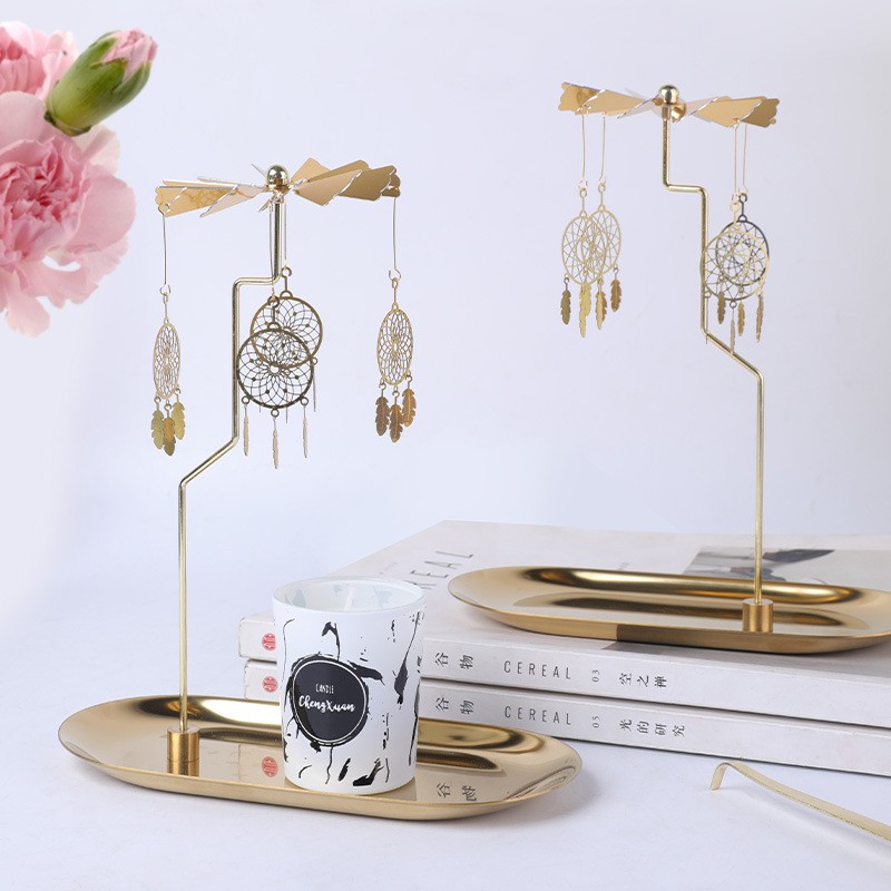 Bộ Chong Chóng Nến Thơm Charm Dreamcatcher Kèm Khay Đựng, Phụ Kiện Xoay Khi Đốt Nến - A18