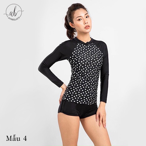 Áo bơi nữ lẻ dài tay, croptop tay dài kín đáo, có lót ngực, Mẫu 1- 12 (Freesize 40 - 60kg)