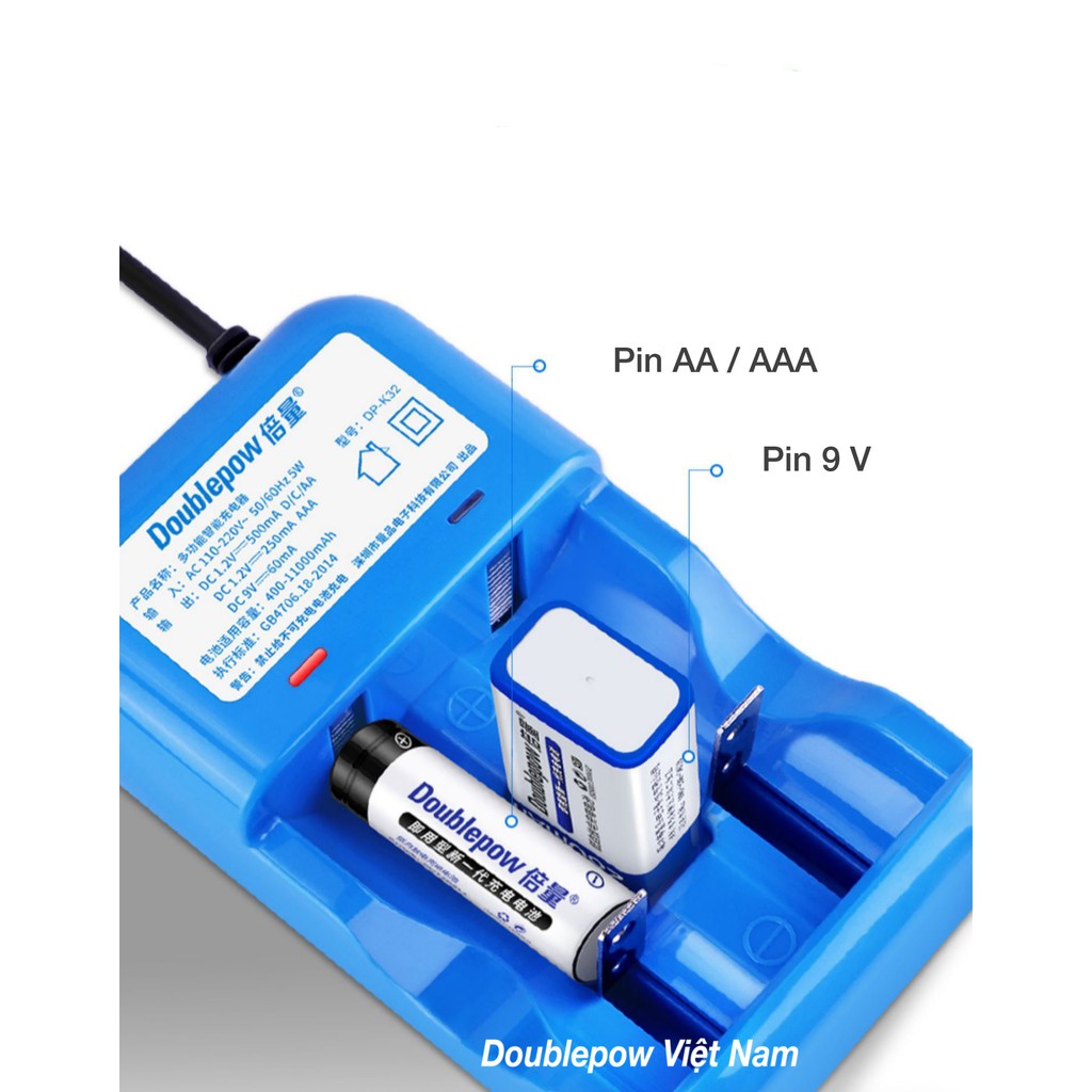 Pin Sạc Đa Năng 2A/3A/9V/D - Bộ Sạc 2 Pin Đại D DP-K32  - Bộ Sạc Pin Đa Năng Báo Đèn Khi Pin Đầy - Pin D Sạc Cho Bếp Ga