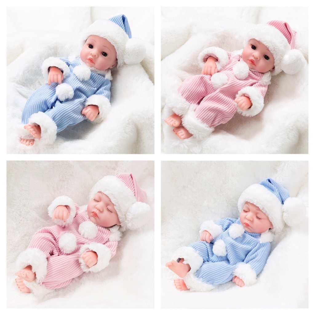 Đồ Chơi Búp Bê Em Bé Silicon Trong Bộ Liền Kèm Mũ Lông Dành Cho Các Bé Gái - Cao 30cm