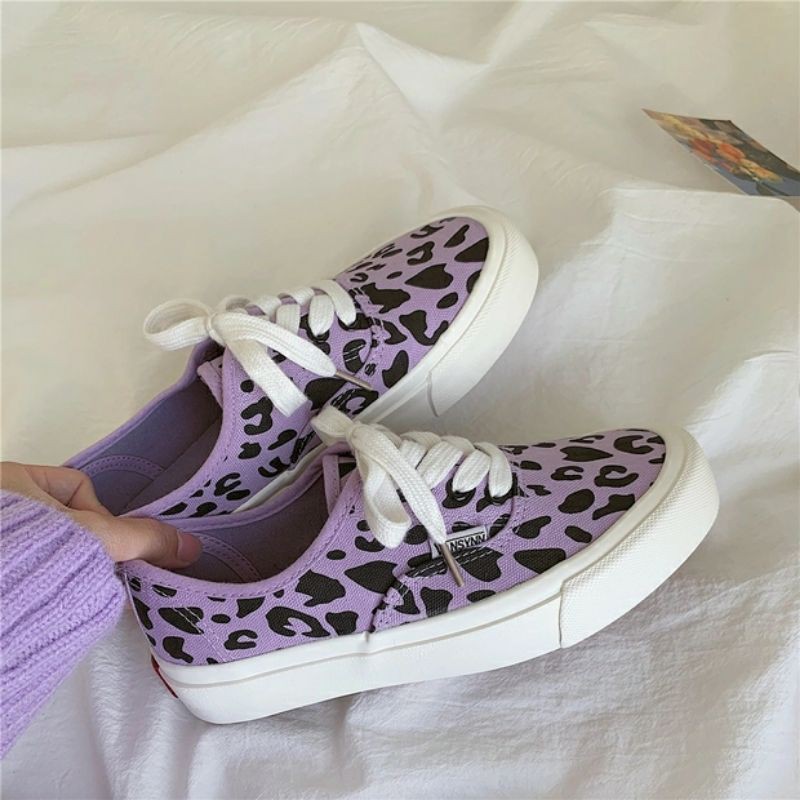 6:30PM Order Mã 065 Giày sneaker ulzzang dáng vans basic họa tiết da báo màu hồng tím hot trend