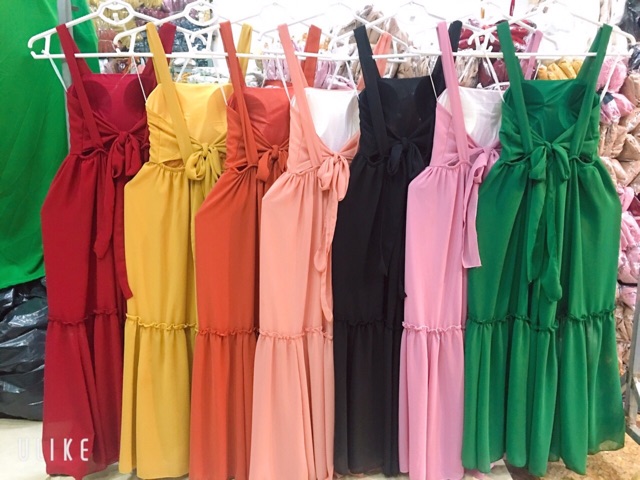 Maxi 2 dây cột nơ có mút ngực (hình thật+video) | BigBuy360 - bigbuy360.vn