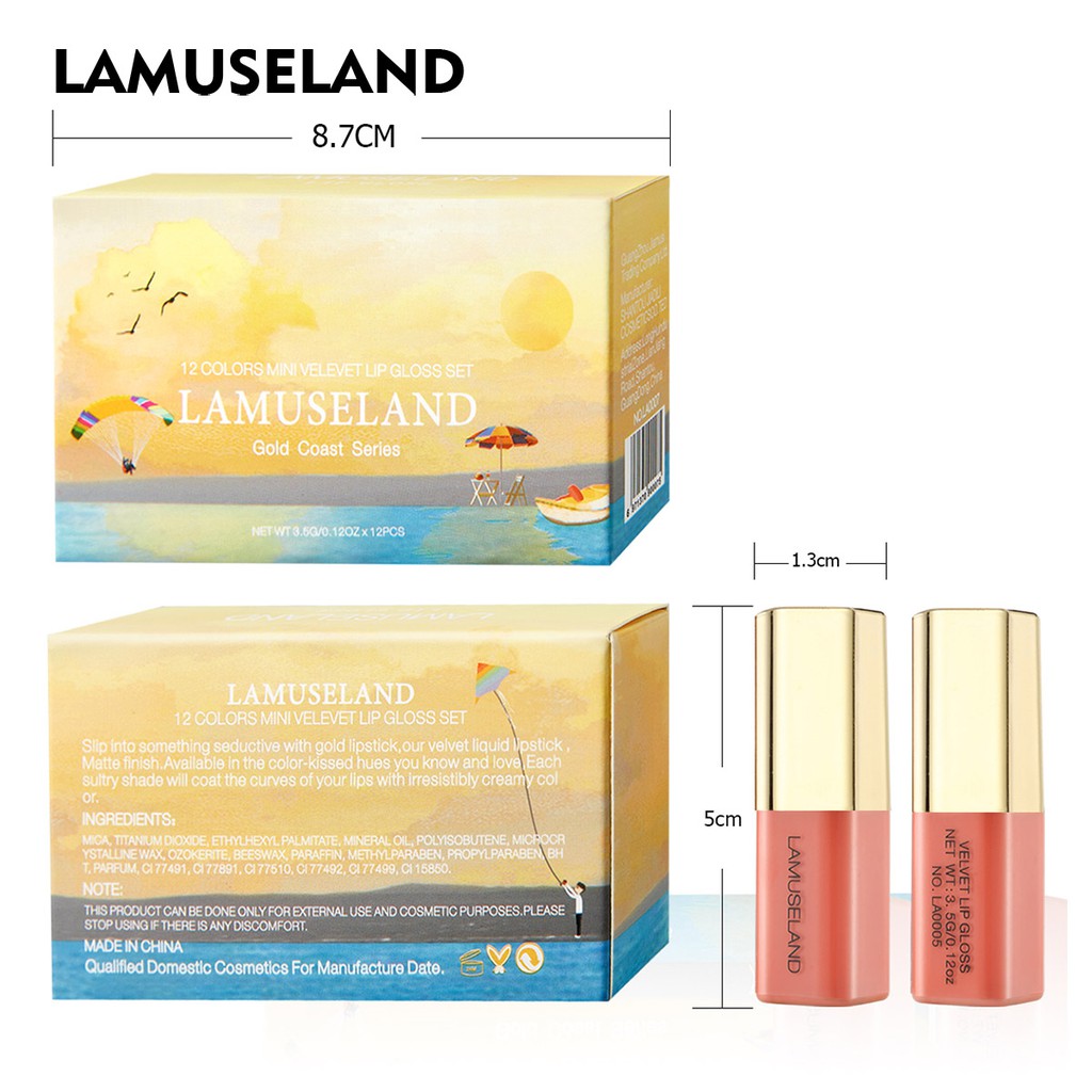 Set son môi LAMUSELAND có tinh chất dưỡng ẩm tiện lợi cho đi du lịch
