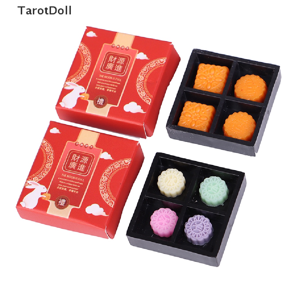 1 Bộ Bánh Trung Thu Bằng Nhựa Resin Tỉ Lệ 1 / 12 Trang Trí Nhà Búp Bê