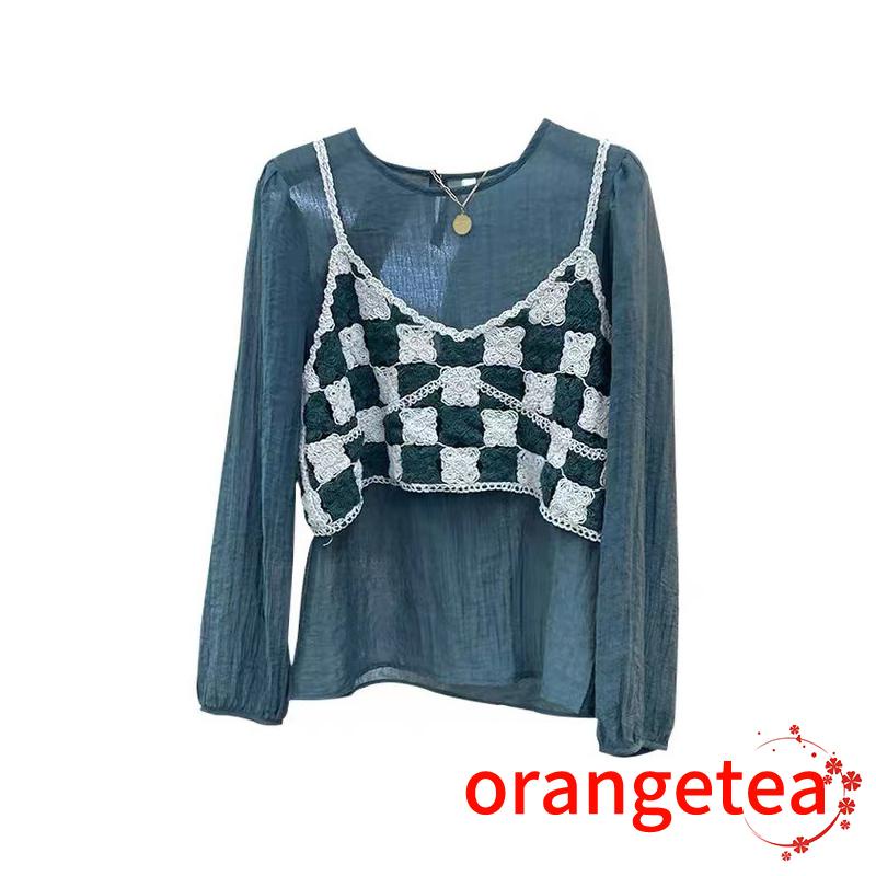 Áo croptop hai dây phối sọc caro thời trang quyến rũ cho nữ