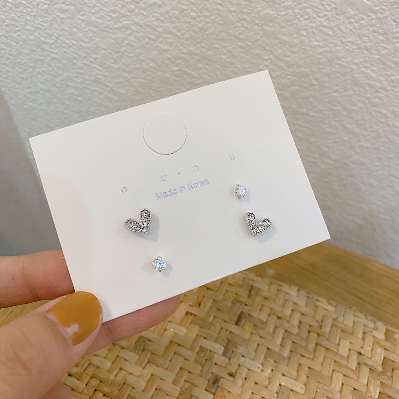 925 Bông tai ngọc trai mạ bạc trái tim Hoa tai đơn giản