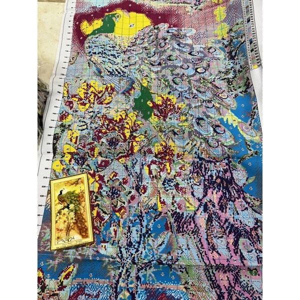 Tranh thêu chữ thập phu thê viên mãn kt 65x121cm THÊU KÍN