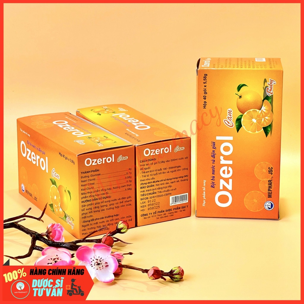 Bột oresol bù nước và điện giải OZEROL Cam (Mephar Co.pharma) hộp 40 gói x 5,58g - Minpharmacy