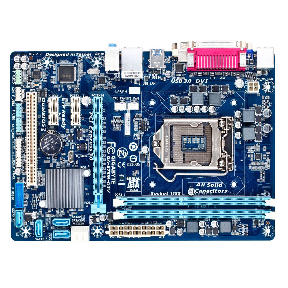 Mainboard GIGABYTE B75M-D3V / D2V (SK 1155) RENEW  B75M-D3H (4Khe Ram-VGA-HDMI) Bảo hành 36 tháng | BigBuy360 - bigbuy360.vn