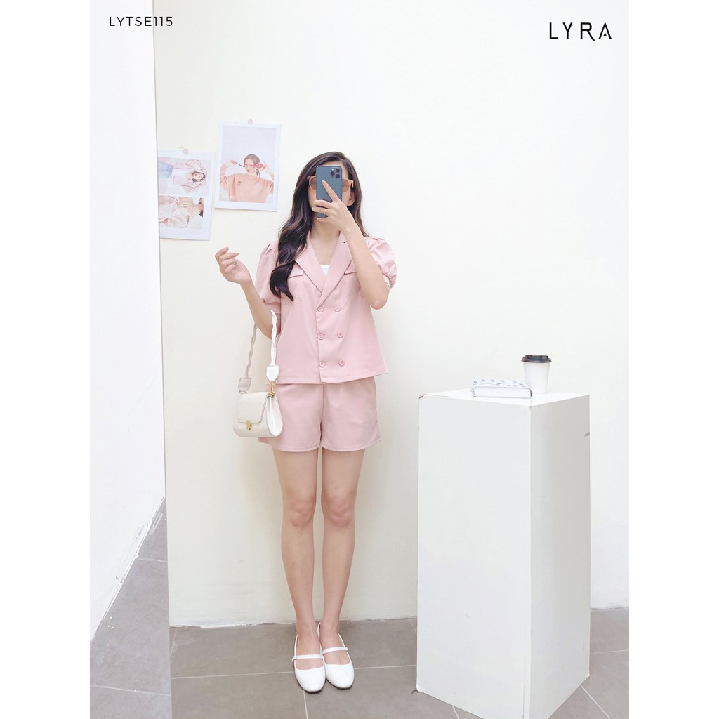 Set áo cổ vest kèm quần short thiết kế by LYRA, set bộ balzer dáng dáng suông chất liệu cao cấp nữ tính- LYTSE115