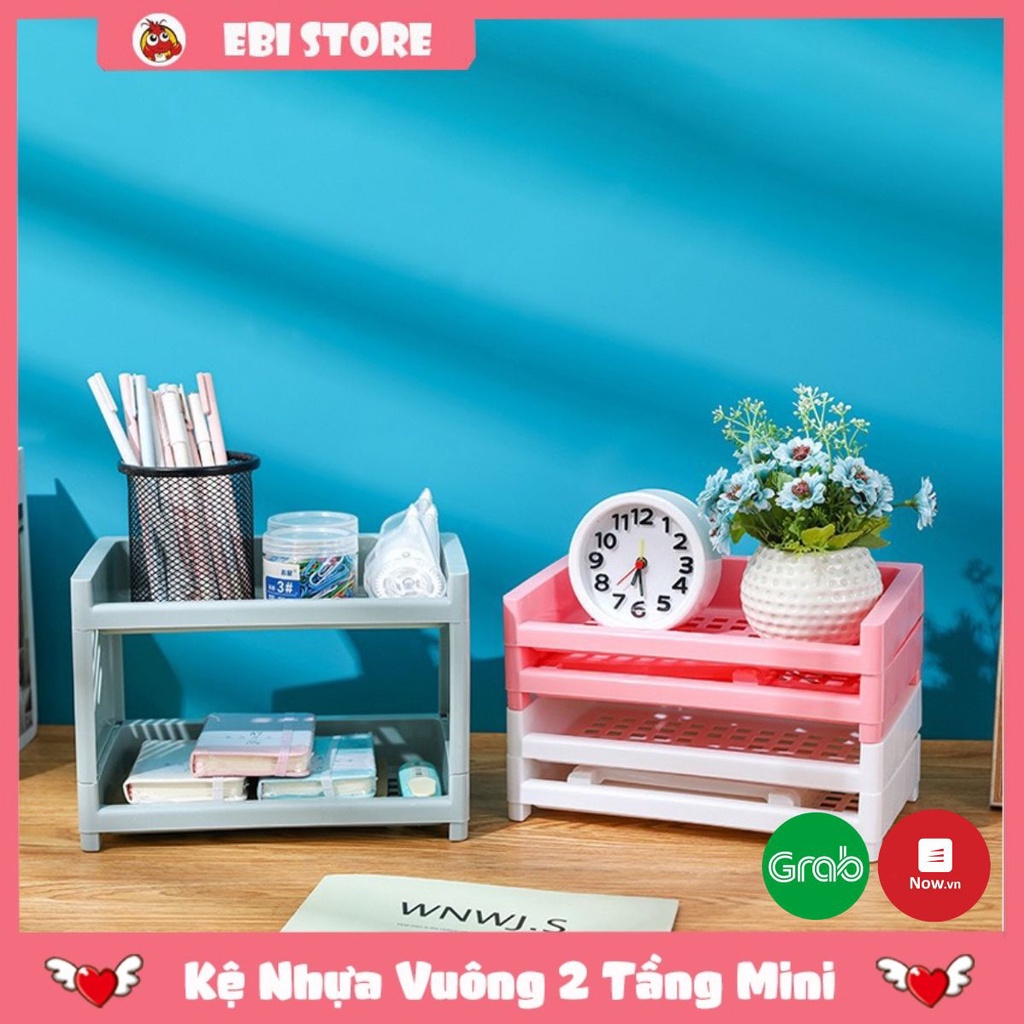 Kệ Nhựa Vuông 2 Tầng ❤️ Giá Đựng Mĩ Phẩm Để Đồ Đa Năng Chắc Chắn, Tiện Lợi EBI STORE