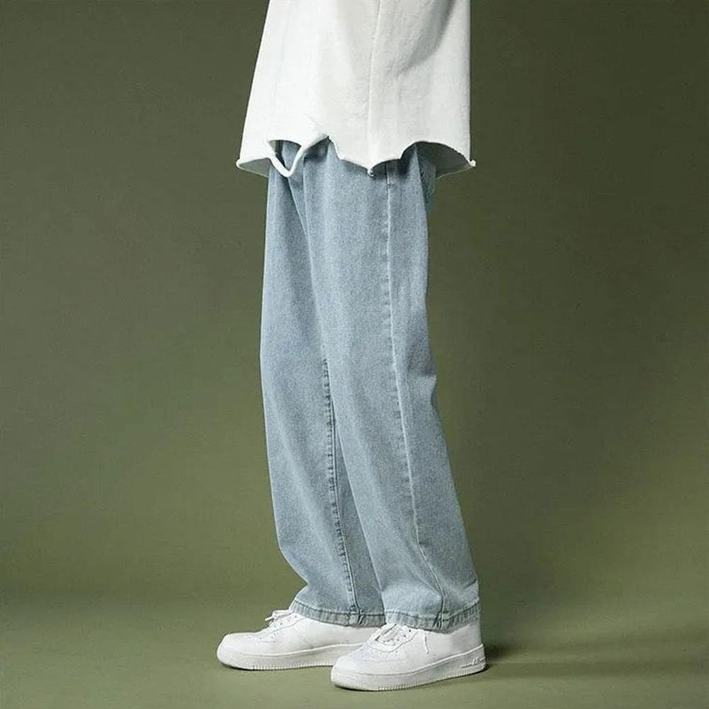 Quần Jean Baggy Trơn Basic Nam Phong Cách Hàn Quốc