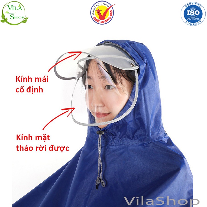 Áo Mưa Có Kính Chắn Nước Che Mặt Cánh Dơi Chống Thấm, Áo Mưa 1 Người Có Túi Chùm Gương Chiếu Hậu Phản Quang Tiện Lợi